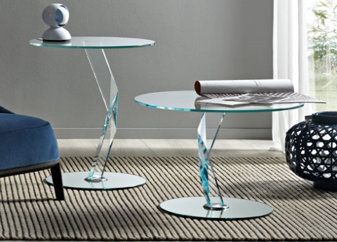 Bakkarat glass side tables