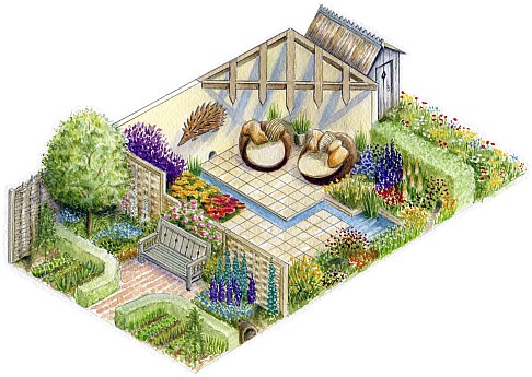 The Hedgehog Street garden - illustration by Phil Game