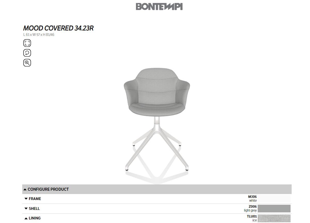 Bontempi Mood Dining/Desk Chair with Swivel Base - Ex Display, in Stock