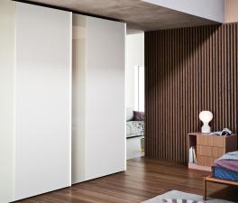 Offset Sliding Door Wardrobe With Glass Insert