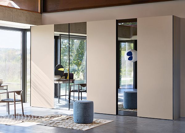 customised furniture - Novamobii Offset Sliding Door Wardrobe With Glass Insert