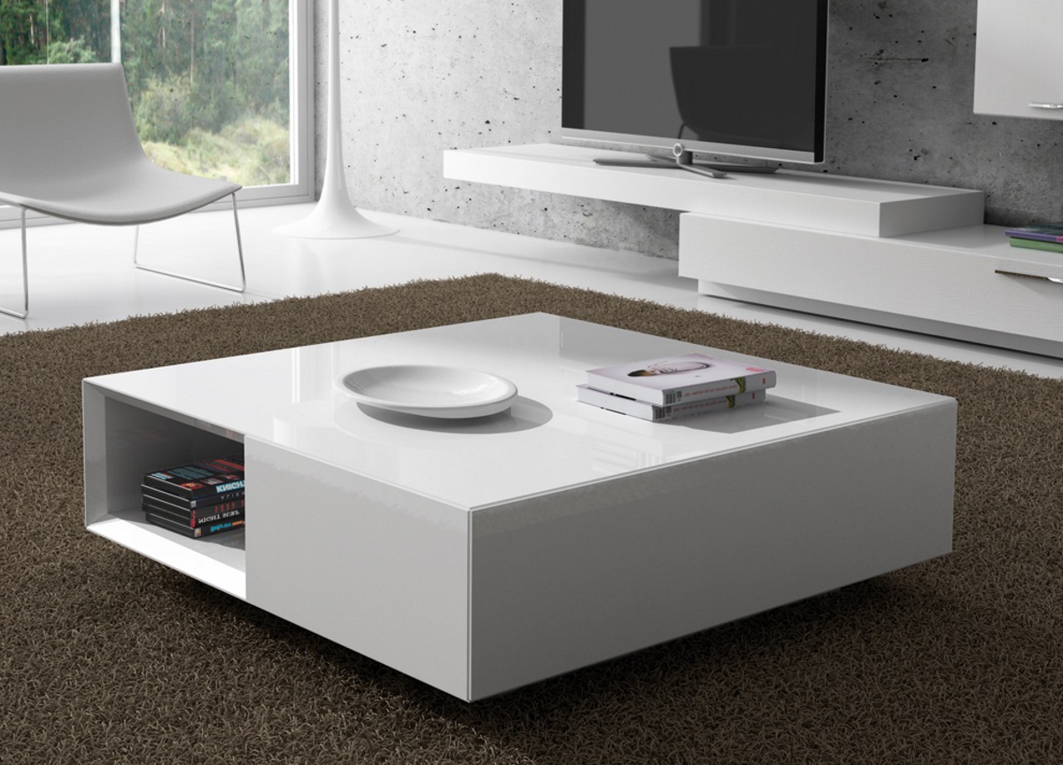 Carree Coffee Table With Storage Contemporary Coffee Tables at