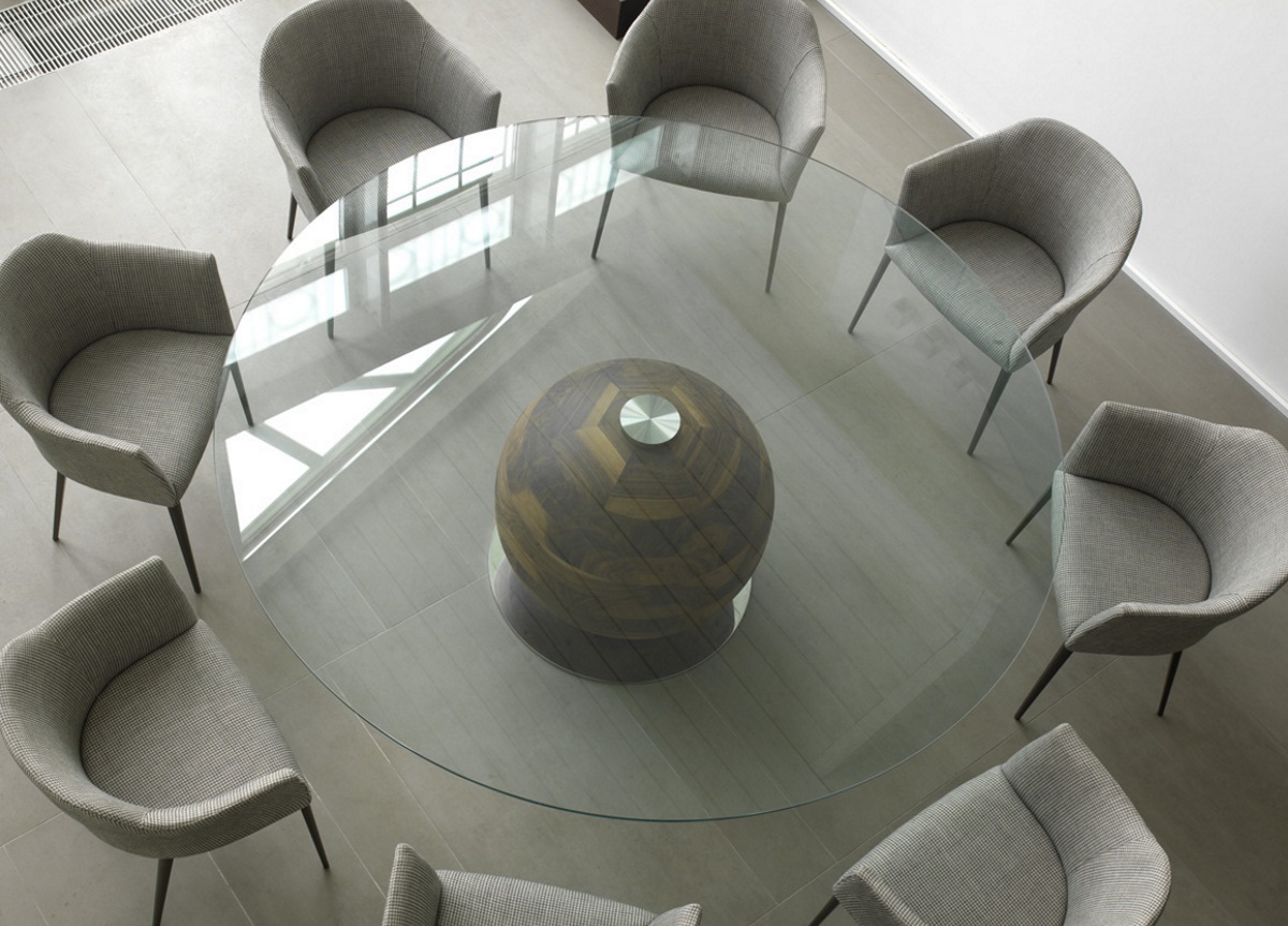 8 seater round glass sales dining table