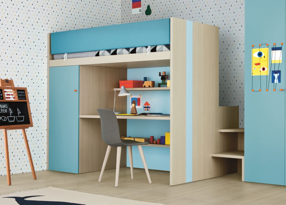 childrens bunk bed with desk