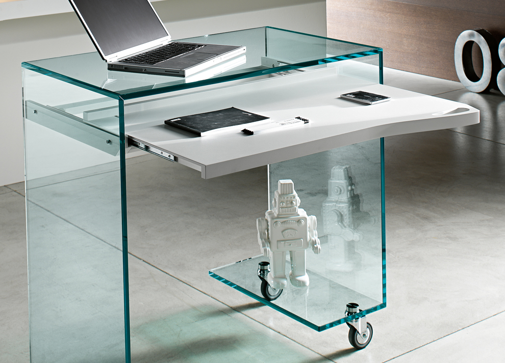 Tonelli Work Box Glass Desk, Large Glass Desk Uk