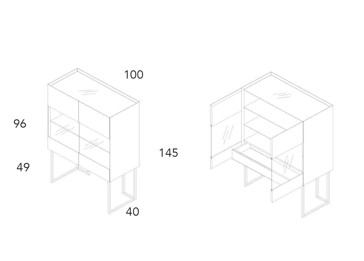 703 Glass Cupboard With Legs