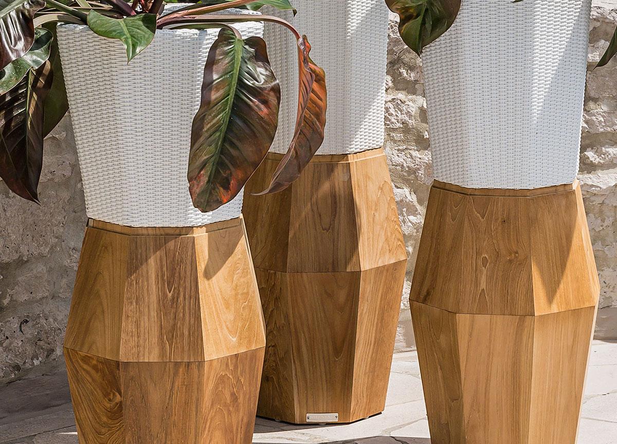 Smania Cachepot White & Teak Planters - Now Discontinued