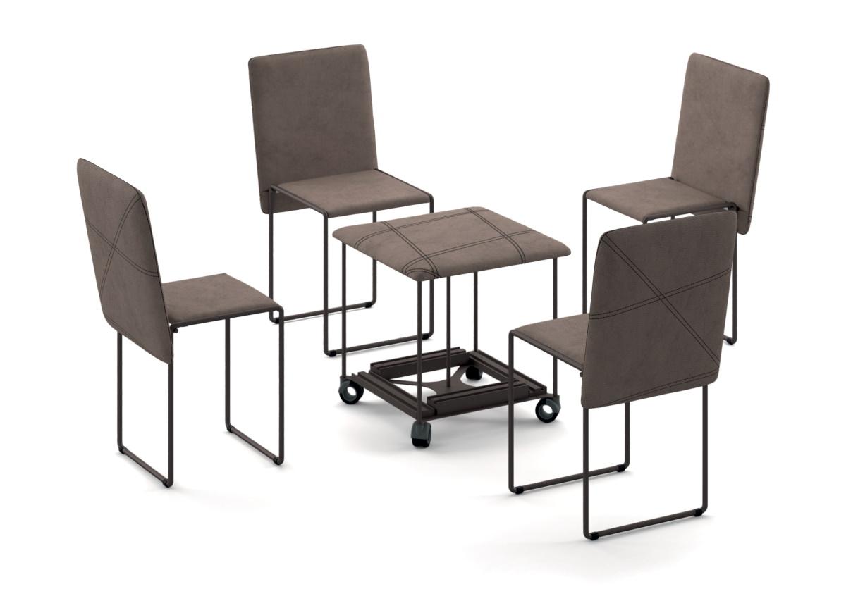 Ozzio Cubix Pouf With 4 Chairs