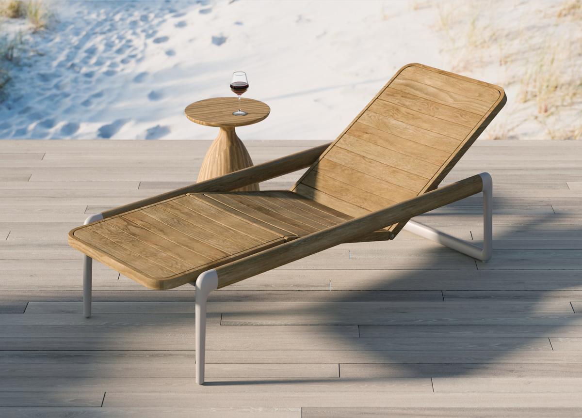 Manutti Flows Teak Sun Lounger