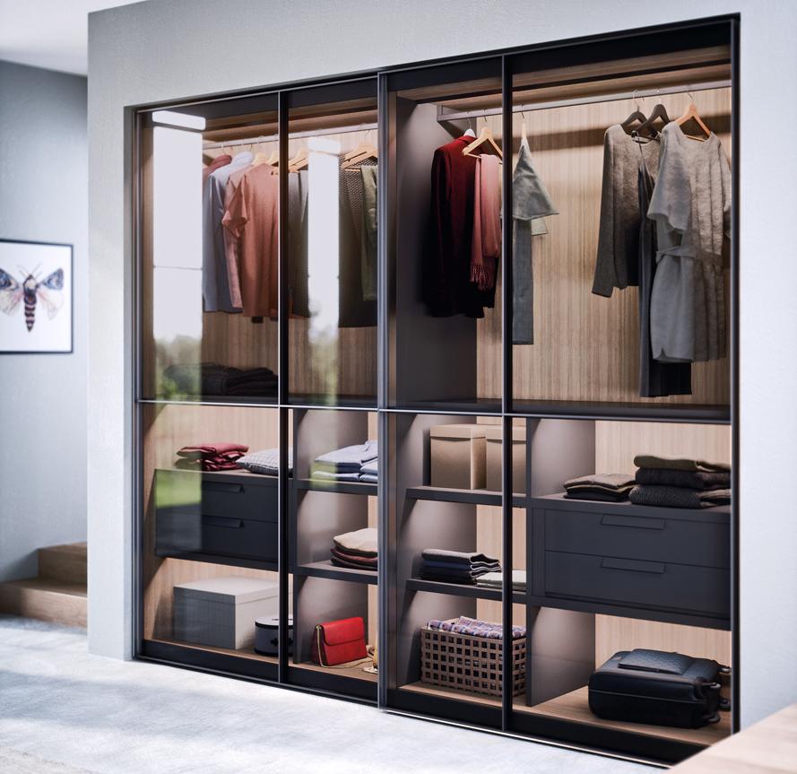 Layer Smoked Glass Sliding Door Wardrobe