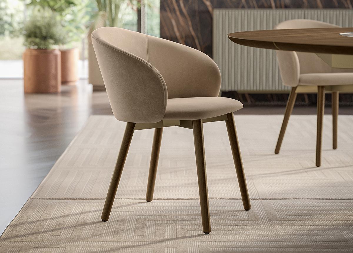 Bontempi Rebecca Dining Chair with Wood Legs