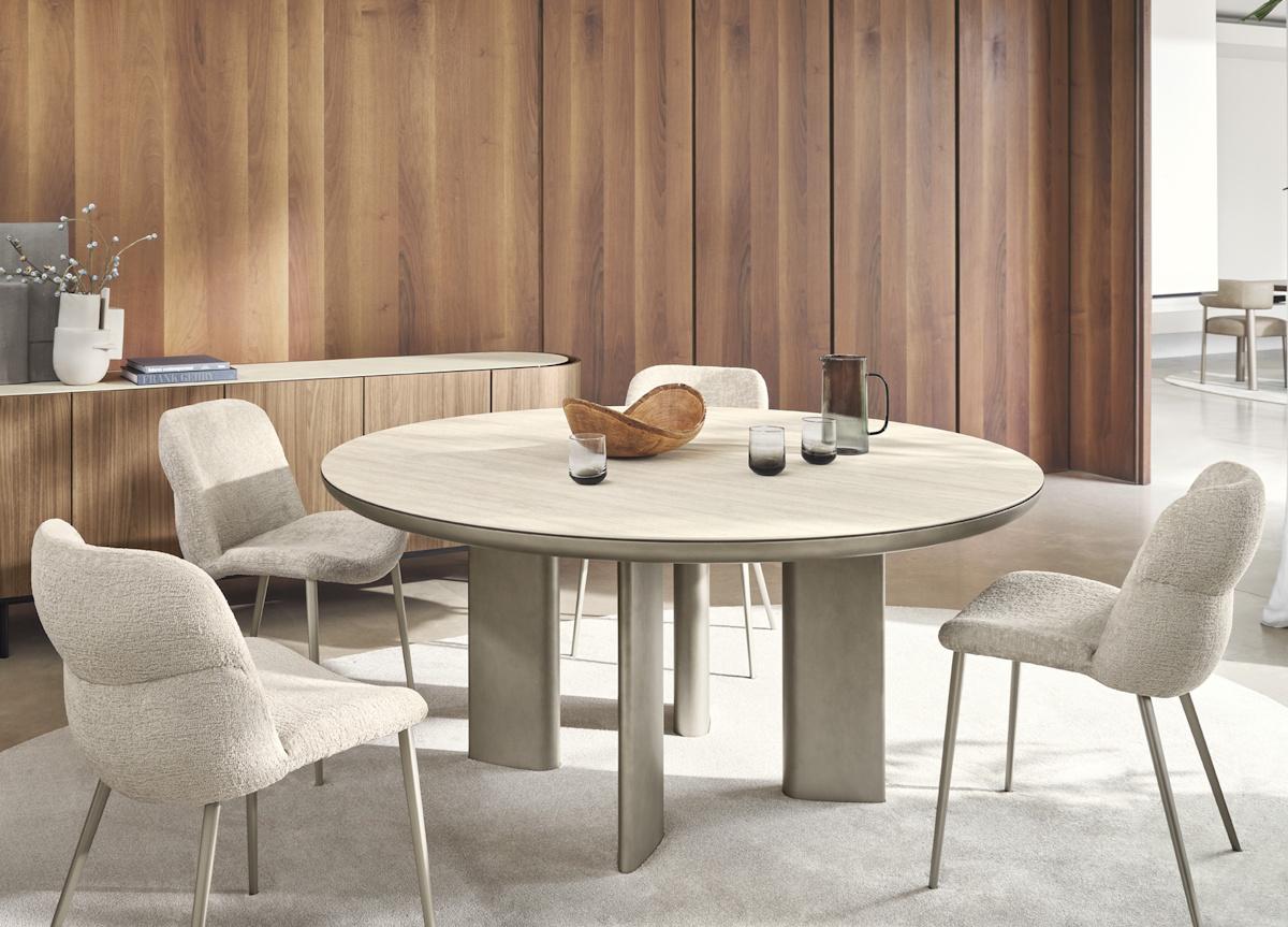 Calligaris Sandy Round Dining Table with Bevelled Ceramic Top