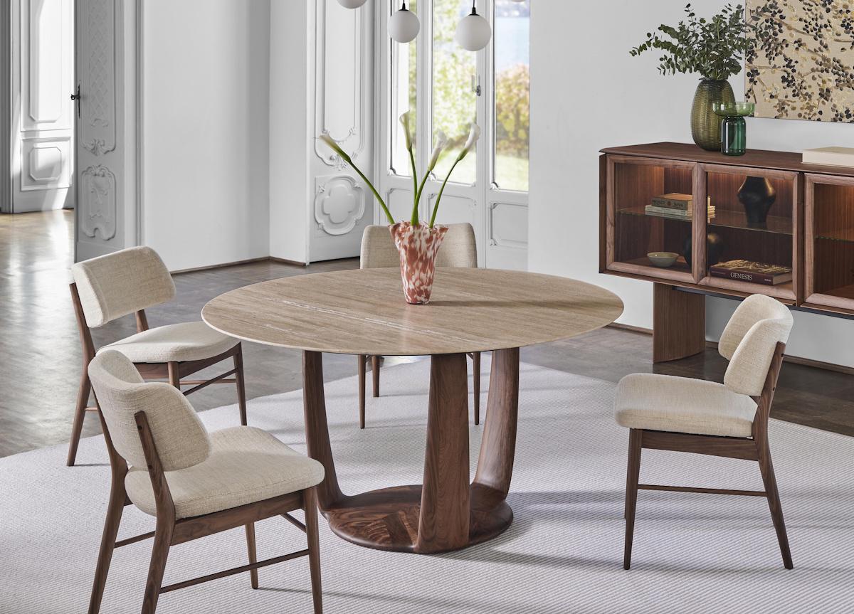 Porada Saddle Round Dining Table in Marble