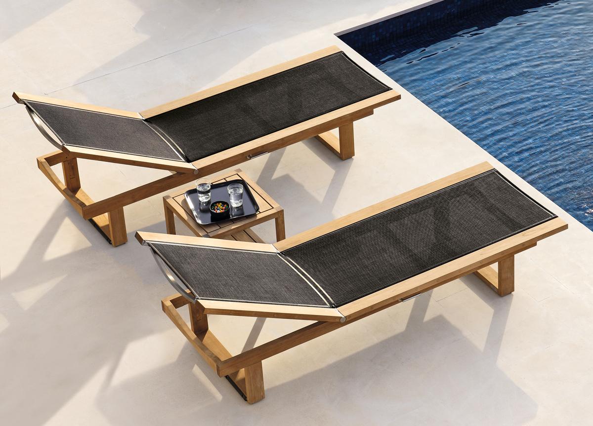 Manutti Siena Teak & Textile Sun Lounger - Now Discontinued