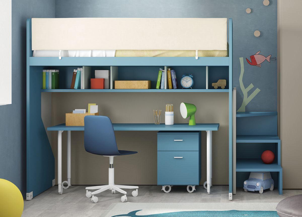 modern bunk bed with desk