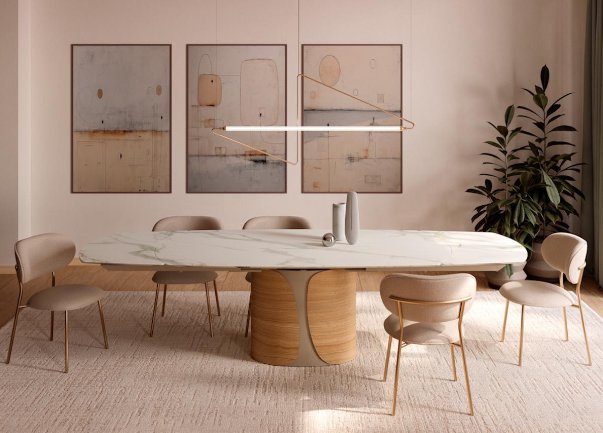 Bontempi Talos Barrel Top Extending Dining Table