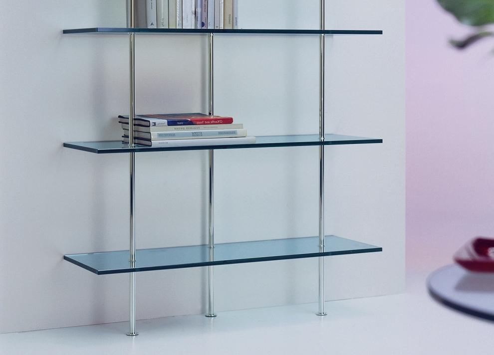 Trasparenza Glass Bookcase Wall Unit, Glass And Chrome Bookcases Uk