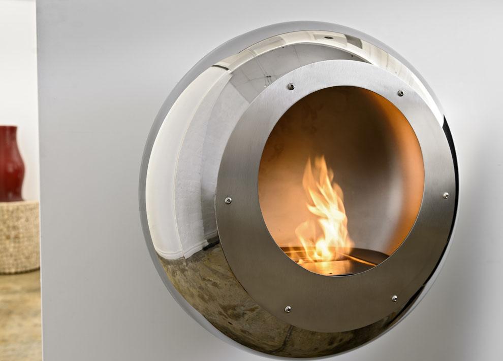 Cocoon Vellum Wall Mounted Fire - Stainless Steel