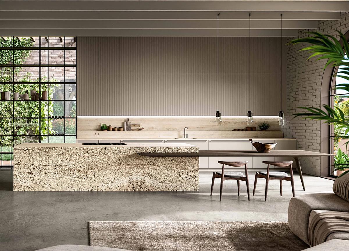 Vitae Kitchen With Stone Clad Island