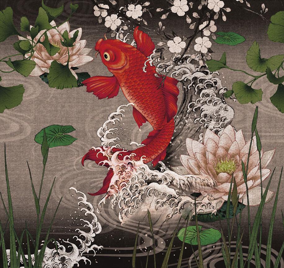 London Art Koi Wallpaper