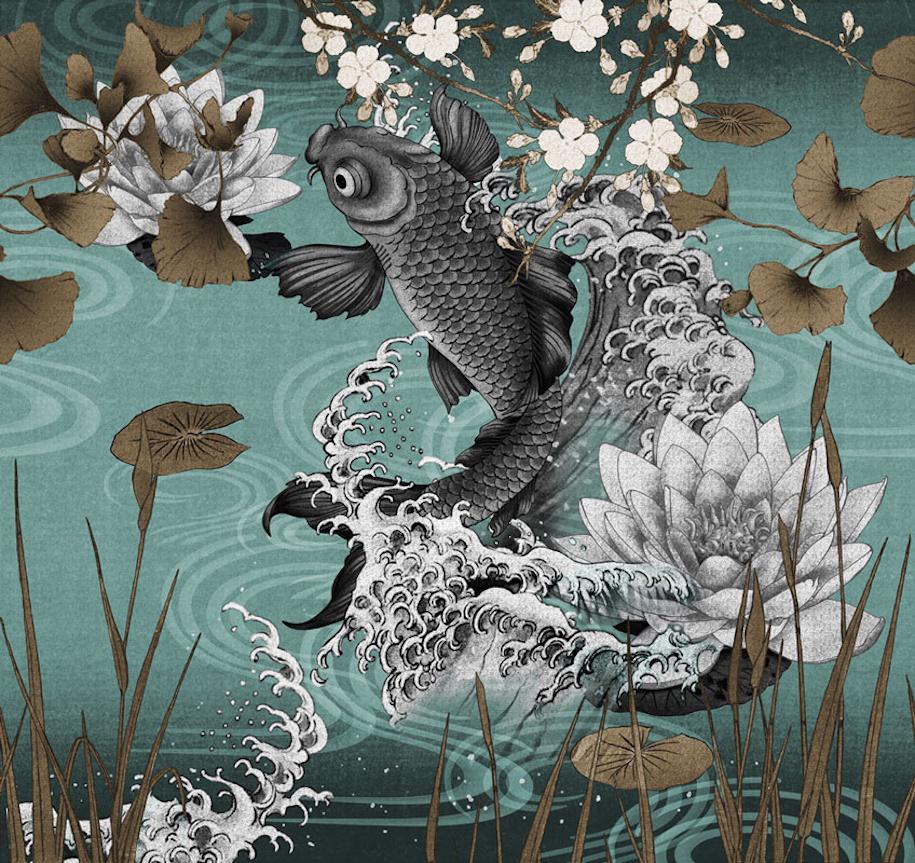 London Art Koi Wallpaper