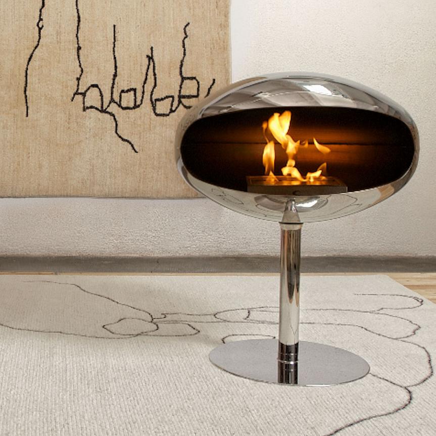 Cocoon Pedestal Indoor/Outdoor Fire - Polished Stainless Steel