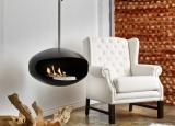 Cocoon Aeris Hanging Fireplace - Black, with 316 Stainless Steel hanging system