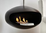 Cocoon Aeris Hanging Fireplace - Black, with 316 Stainless Steel hanging system