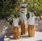 Smania Cachepot White & Teak Planters - Now Discontinued