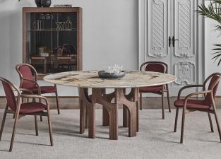 Porada Augusto Round Dining Table in Marble