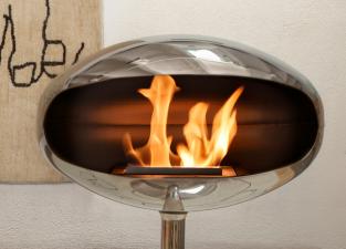 Cocoon Pedestal Indoor/Outdoor Fire - Polished Stainless Steel