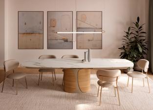 Bontempi Talos Barrel Top Extending Dining Table