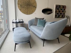 Saba Oltremare Sofa & Matching Pouf/Footstool - Clearance